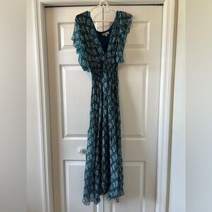 Floral Teal Maxi Dress - Le Regazze